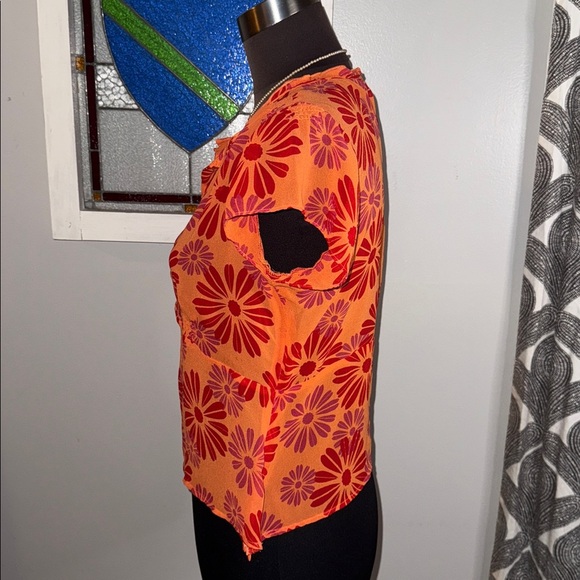 Bob Mackie Y2K 100% Silk Semi Sheer Top SZ 10P - Picture 3 of 6